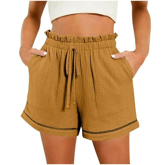 cfhntfmh Womens Fashion Shorts Baggy Elastic High Waist Comfy Shorts Basic Casual Beach Summer Shorts with Pockets