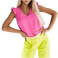 thumbnail image 1 of cfhntfmh Womens Fashion Tops Summer Soft Ruffle Cap Sleeve Tunic Shirts Comfy V Neck Going out Casual Blouses, 1 of 7