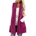thumbnail image 1 of cfhntfmh Womens Fuzzy Cardigan Fashion Front Open Sleeveless Vests Coats Winter Warm Plush Long Cardigan with Pockets, 1 of 6