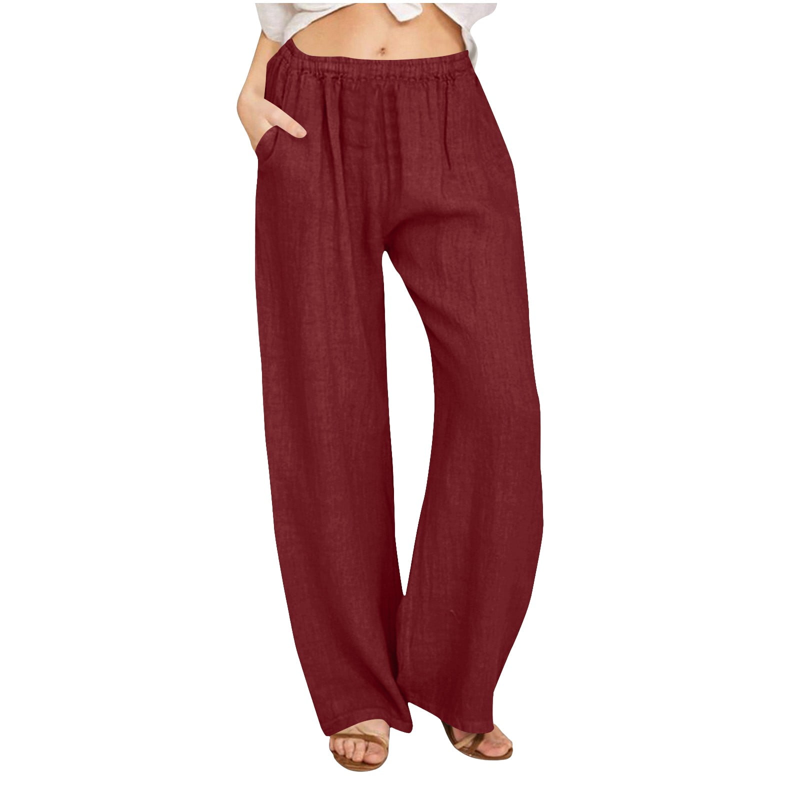 Beach Brunch Floral Palazzo Pants Relaxed Cotton High Waist Outfit main image 0
