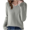 thumbnail image 1 of cfhntfmh Womens Long Sleeve Shirts V Neck Casual Sweaters Loose Basic Fall Fashion Trendy Basic Outfits Clothes, 1 of 3