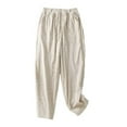 thumbnail image 1 of cfhntfmh Womens Lounge Pants Corduroy Elastic Waist Loose Tapered Capri Pants Comfy Cropped Jogger Trousers with Pockets, 1 of 2
