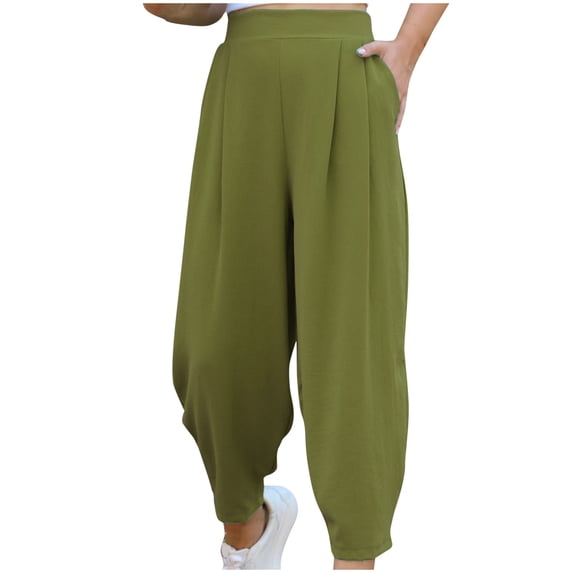 cfhntfmh Womens Lounge Pants High Waist Loose Trousers Summer 2024 Casual Pleated Full Length Pants with Pockets
