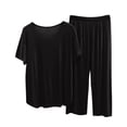 thumbnail image 1 of XuJwPNcy Womens Modal Pajamas Sets Casual Short Sleeve Nightshirts with Long Pants Loose Comfy Sleepwear Lounge Set（Black,X-Large), 1 of 4