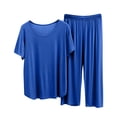 thumbnail image 1 of XuJwPNcy Womens Modal Pajamas Sets Casual Short Sleeve Nightshirts with Long Pants Loose Comfy Sleepwear Lounge Set（Blue,X-Large), 1 of 4