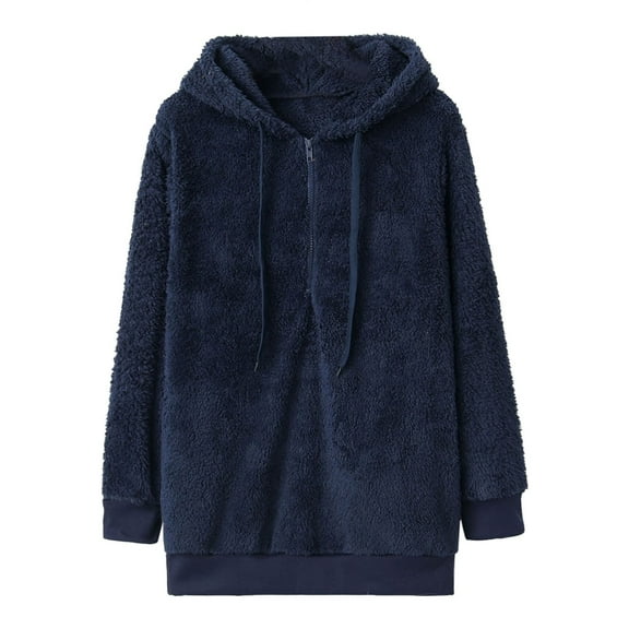 cfhntfmh Womens Oversized Sherpa Pullover Hoodies Quarter Zip Coats Fuzzy Fleece Sweatshirt Winter Clothing for Women