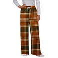 thumbnail image 1 of cfhntfmh Womens Pajama Pants Plaid Stretch Comfy Lounge Pants Drawstring Waist Sleep Bottoms Fall Outfits for Women（Orange,Medium), 1 of 5