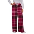 thumbnail image 1 of cfhntfmh Womens Pajama Pants Plaid Stretch Comfy Lounge Pants Drawstring Waist Sleep Bottoms Fall Outfits for Women（Watermelon Red,X-Large), 1 of 5