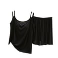 thumbnail image 1 of cfhntfmh Womens Pajama Sets 2 Piece Pjs Sleepwear Sets Soft Sleeveless Double Spaghetti Strap Camisole Loose Short Pants with Pad, 1 of 3