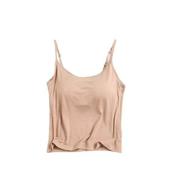 cfhntfmh Womens Pajama Tank Tops Bulit in Bras Scoop Neck Sleeveless Crop T-Shirts Adjustable Strap Loungewear Sleepwear Pjs Tops