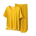thumbnail image 1 of cfhntfmh Womens Pajamas Set Short Sleeve Sleepwear with Wide Leg Pants Nightwear Soft Cotton Modal Pj Lounge Sets, 1 of 3