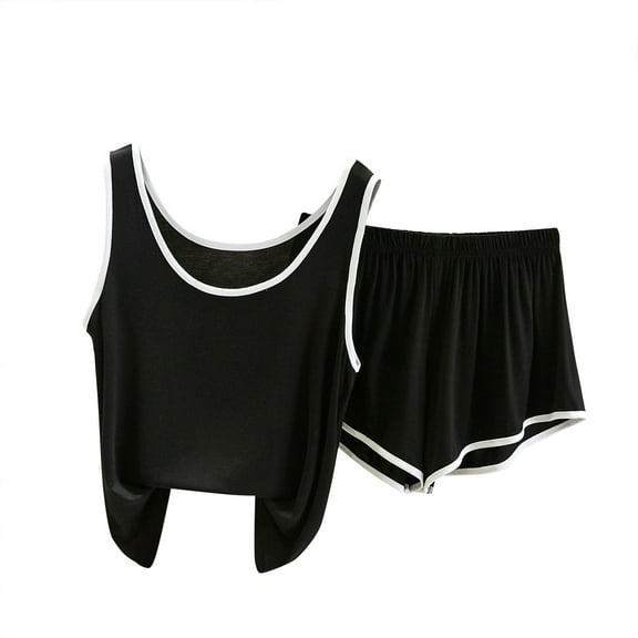 cfhntfmh Womens Pajamas Set Soft Comfy Sleeveless Sleepwear Tank Top and Shorts Pj Set Summer 2 Piece Loungewear M-XXl