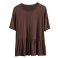 thumbnail image 1 of cfhntfmh Womens Pajamas Tops Loose Crewneck Dressy Tunic Pleated Solid Color Short Sleeve Comfy Sleep T-Shirts, 1 of 5