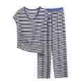 thumbnail image 1 of cfhntfmh Womens Pajams Outfits Oversized Soft Modal V Neck Stripe Shirts with Long Pajama Pant Set Loungewear Sleepwear, 1 of 4
