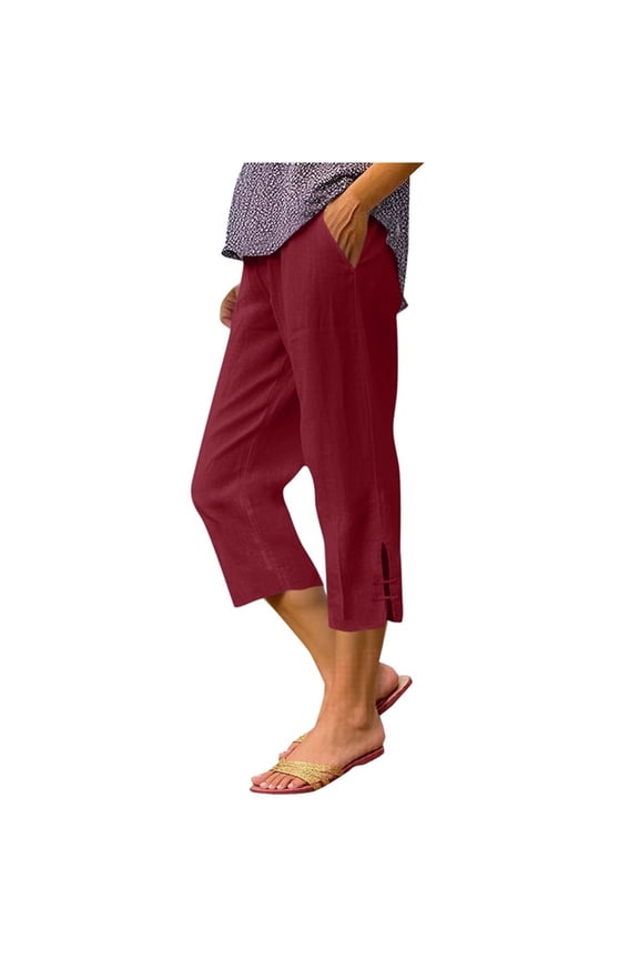 Womens Plus Size Bermuda Capris Lightweight Loose Summer Casual Cropped Trousers with Pockets Capris for Women