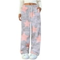 thumbnail image 1 of cfhntfmh Womens Plush Pajama Pants Floral Print Soft Fuzzy Pajama Bottoms Comfy Baggy Pj Palazzo Fleece Lounge Pants, 1 of 4