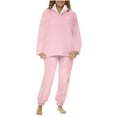 thumbnail image 1 of cfhntfmh Womens Plush Pajama Sets Soft Long Sleeve Winter Fleece Pullovers Homewear Pants Sets 2 Piece Lounge Sleepwear, 1 of 6
