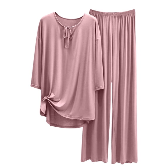 cfhntfmh Womens Ribbed Knit Lounge Set Short Sleeve Top with Shorts Two Piece Pajama Set Fall Outfits Set Sleepwear(Pink,Large)