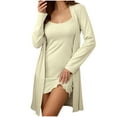 thumbnail image 1 of XuJwPNcy Womens Ribbed Robe Set 2 Piece Nightgown with Robes Sleeveless Nightdress Bathrobe Soft Lounge Sets（Beige,Medium), 1 of 4