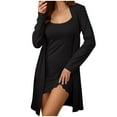 thumbnail image 1 of XuJwPNcy Womens Ribbed Robe Set 2 Piece Nightgown with Robes Sleeveless Nightdress Bathrobe Soft Lounge Sets（Black,Medium), 1 of 4