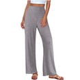 thumbnail image 1 of cfhntfmh Womens Ribbed Wide Leg Lounge Pants Casual Comfy Loose Soft Knit Pajama Pants Stretch Waist Pj Bottoms（Coffee,Large), 1 of 5