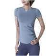 thumbnail image 1 of cfhntfmh Womens Short Sleeve Tops Yoga Comfy Breathable V Neck Shirt Summer Athletic Seamless Tunics, 1 of 3