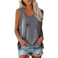 thumbnail image 1 of cfhntfmh Womens Sleeveless Tops Crewneck Tulle Loose Cutout Back Shirt Flowy Summer Athletic Tees, 1 of 3