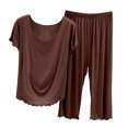 thumbnail image 1 of cfhntfmh Womens Soft Comfy Pajamas Set Two-Piece Short Sleeve Crew Neck Top and Capri Pants Sleepwear Soft Lounge Pj Sets M-XXl, 1 of 3