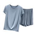 thumbnail image 1 of cfhntfmh Womens Soft Pj Sets Short Sleeve Pajamas Set Casual Sleepwear Round Neck Top and Shorts 2 Piece Loungewear for Summer, 1 of 3