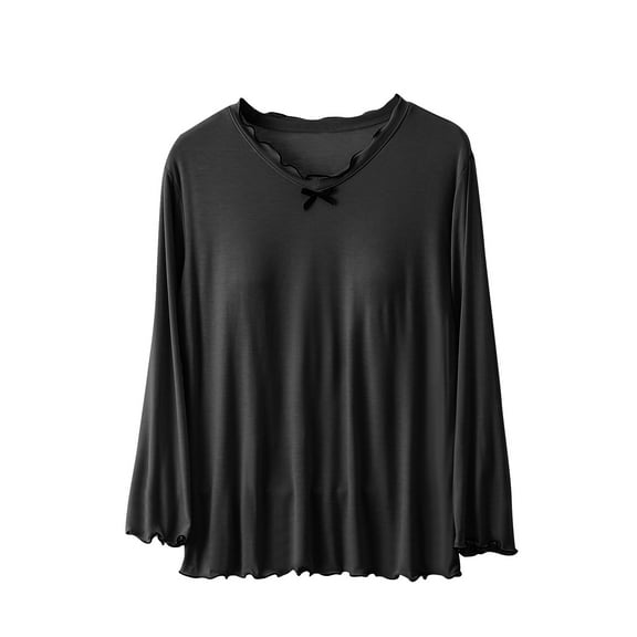 cfhntfmh Womens Soft Sleep Shirts Built in Bra Nightwear Long Sleeve Night Shirts Loose Comfy Modal Sleepwear Fall Fashion（Black,Medium)