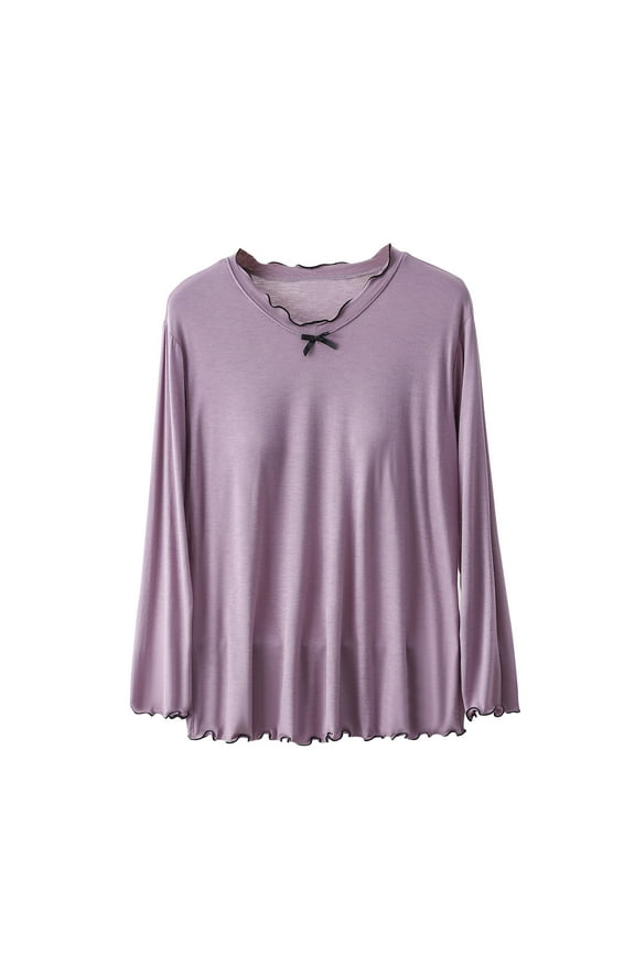 Womens Soft Sleep Shirts Built in Bra Nightwear Long Sleeve Night Shirts Loose Comfy Modal Sleepwear Fall Fashion(Purple,XX-Large)