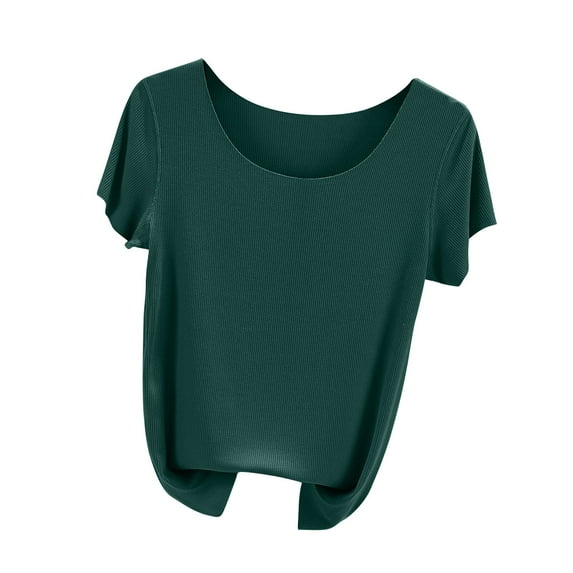cfhntfmh Womens Summer Tops Short Sleeve Round Neck Baggy Shirt Solid Color Casual Basic Tees