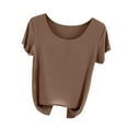 thumbnail image 1 of cfhntfmh Womens Summer Tops Short Sleeve Round Neck Baggy Shirt Solid Color Casual Basic Tees, 1 of 3