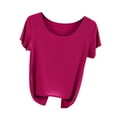 thumbnail image 1 of cfhntfmh Womens Summer Tops Short Sleeve Round Neck Baggy Shirt Solid Color Casual Basic Tees, 1 of 6