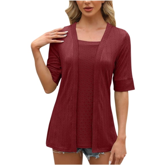 cfhntfmh Womens Summer Tops Square Neck Comfy Half Sleeve T-Shirt Casual Solid Color Tunics
