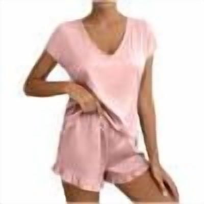 cfhntfmh Womens Summer Pajamas Sets Soft Comfy Short Sleeve V Neck Sleepwear and Shorts Pj Set 2 Piece Loungewear Outfits