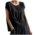 thumbnail image 1 of cfhntfmh Womens Summer Tops Trendy Cap Sleeve Crewneck Basic Blouses Comfy Solid Color Casual T Shirts, 1 of 6