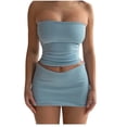 thumbnail image 1 of cfhntfmh Womens Summer Two Piece Tube Outfits Strapless Crop Tops Going out Mini Clubwear Trendy Skirt Set, 1 of 7