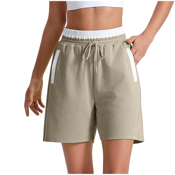 cfhntfmh Womens Sweat Shorts High Waisted Athletic Shorts Drawstring Workout Gym Running Shorts with Pockets