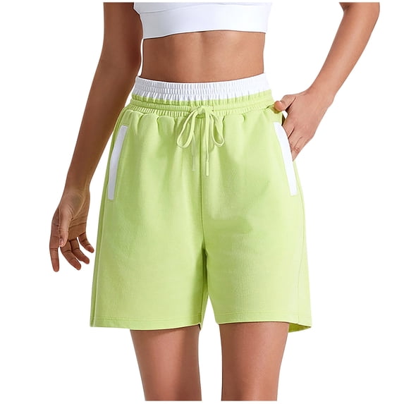 cfhntfmh Womens Sweat Shorts High Waisted Athletic Shorts Drawstring Workout Gym Running Shorts with Pockets