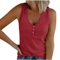 thumbnail image 1 of cfhntfmh Womens Tank Tops Deep V Neck Buttons Sleeveless T-Shirt Ribbed Knit Fitted Solid Color Summer Tees, 1 of 5