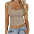 thumbnail image 1 of cfhntfmh Womens Tank Tops Lounge Square Neck Sleeveless Summer Slim Ribbed Knit Shirts Skinny Basic Crop Clothes, 1 of 6