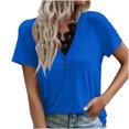 thumbnail image 1 of cfhntfmh Womens Tops Trendy Lace Crochet V Neck Button T Shirts Short Sleeve Casual Loose Summer Shirts Blouses, 1 of 7