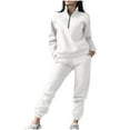 thumbnail image 1 of cfhntfmh Womens Two Piece Outfits Sweatsuit Half Zip Sweatshirt Jogger Sweatpants Lounge Sets Fall Fashion Tracksuit Sets, 1 of 5