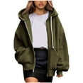 thumbnail image 1 of cfhntfmh Womens Zip up Hoodies Fleece Lined Long Sleeve Oversized Sweatshirts Jacket with Pockets Fall Fashion Warm Clothes（Army Green,Large), 1 of 6