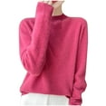 thumbnail image 1 of cfhntfmh Wool Blend Sweaters for Women Fall Winter Warm Knitted Pullover Crewneck Long Sleeve Thermal Sweater（Hot Pink,XX-Large), 1 of 3