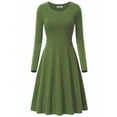 thumbnail image 1 of cfhntfmh Work Dresses for Women Lounge Crewneck Long Sleeve Office Dress Plus Size Casual Pleated Solid Color A-Line Dress, 1 of 3