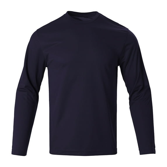cfhntfmh Workout Long Sleeve Shirts for Men Quick Dry Running Athletic T-Shirts Performance Lightweight Basic Tops(Navy,X-Large)