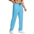 thumbnail image 1 of cfhntfmh Workout Pants for Men Straight Leg Loose Fit Running Pants with Pockets Lightweight Drawstring Pants (Blue,Large), 1 of 6