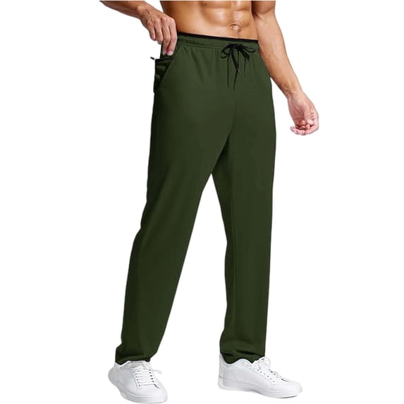 cfhntfmh Workout Pants for Men Straight Leg Loose Fit Running Pants with Pockets Lightweight Drawstring Pants (Green,X-Large)